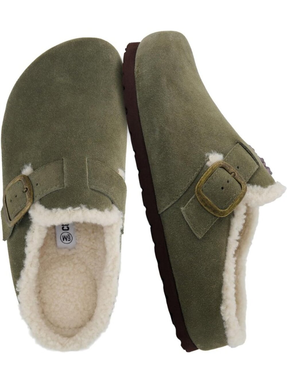 Genuine Leather Clogs for Women - Faux Fur Lined Slip-On Shoes with Cork Footbed